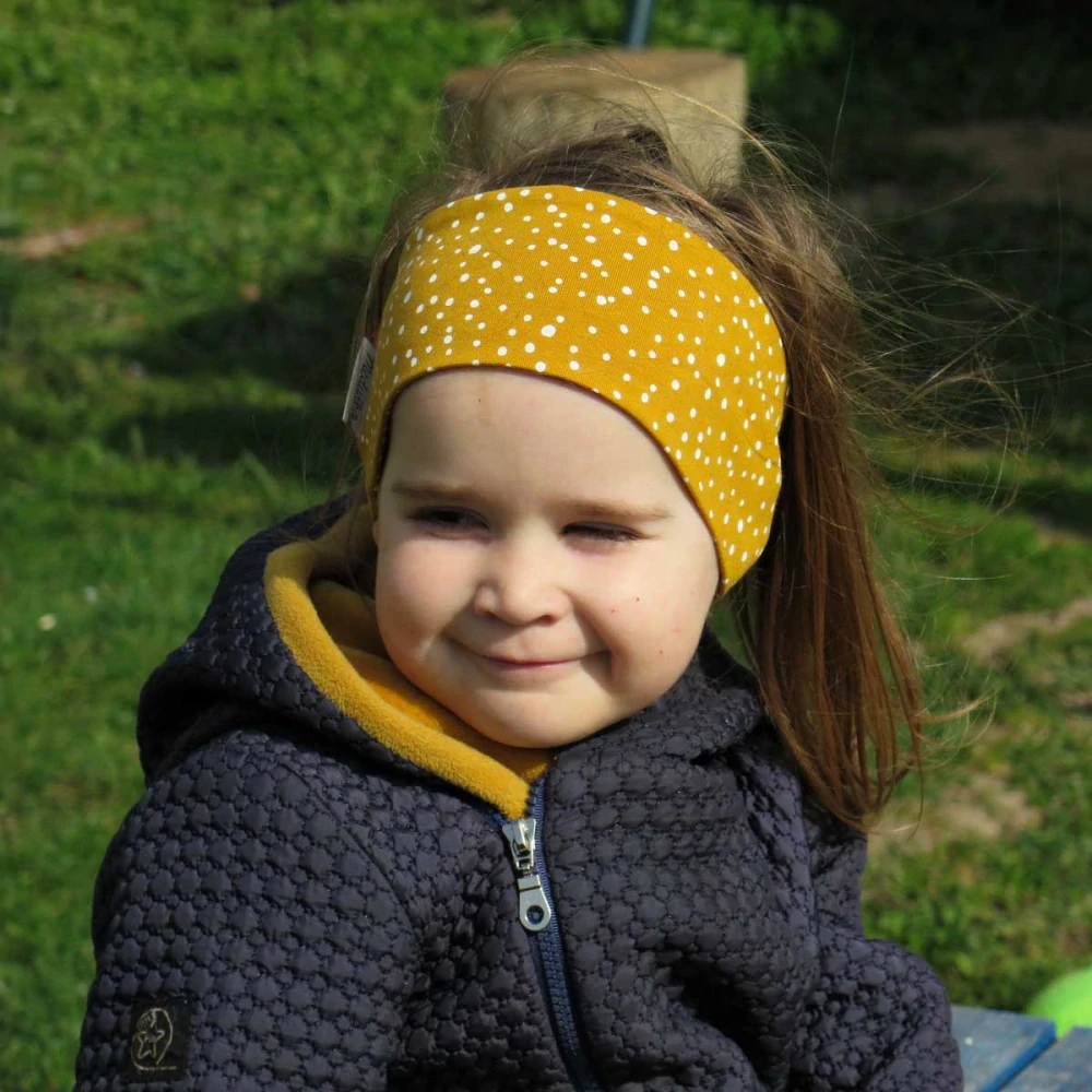 Bavlnená čelenka Horčiča s bodkami