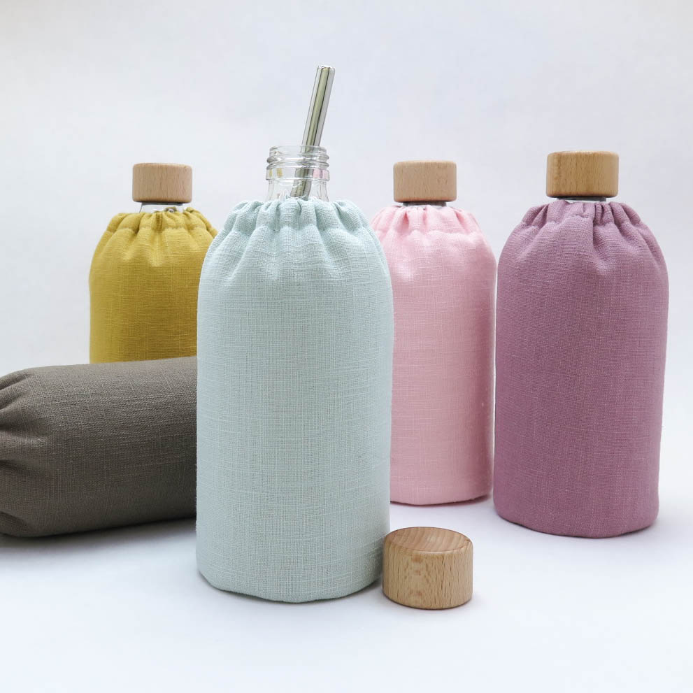 Sklenená fľaša s ľanovým obalom BORDÓ