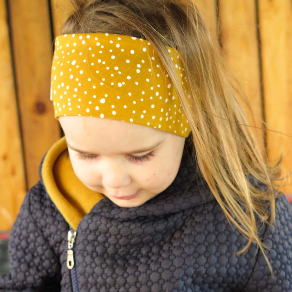 Bavlnená čelenka Horčiča s bodkami