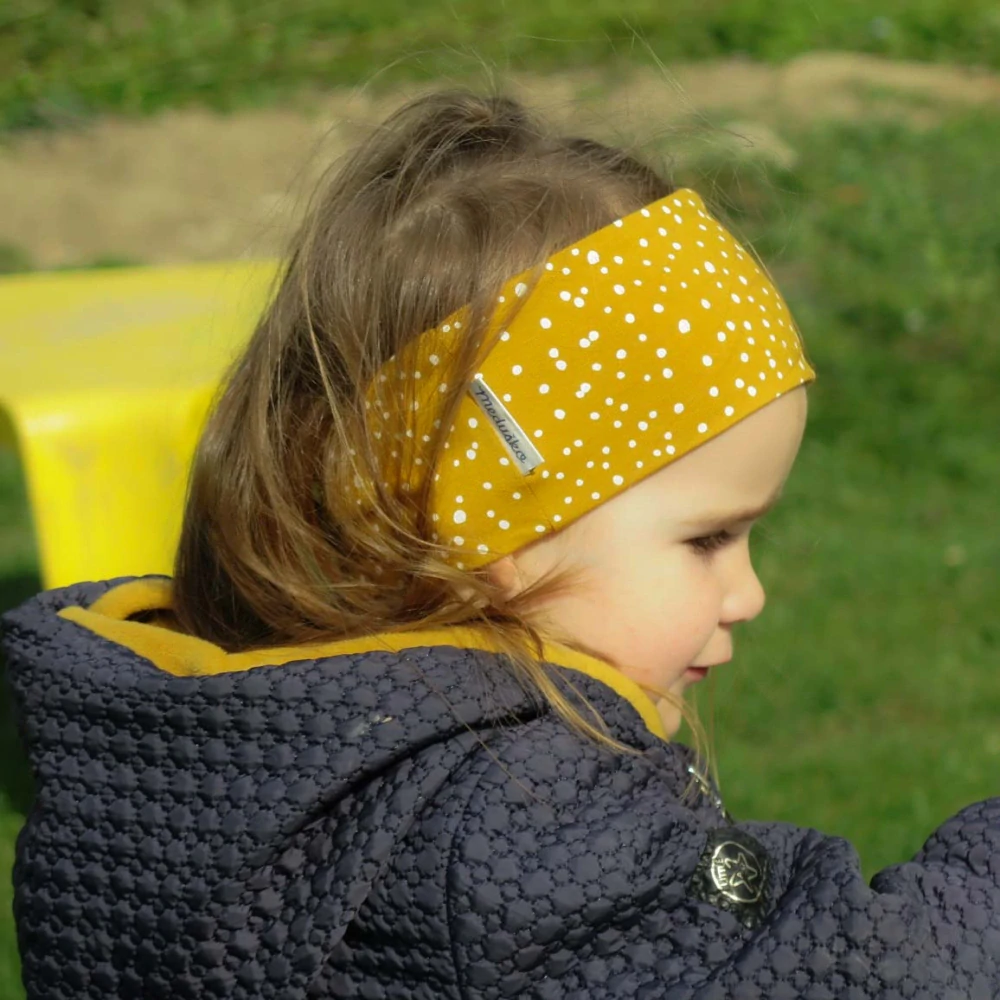 Bavlnená čelenka Horčiča s bodkami